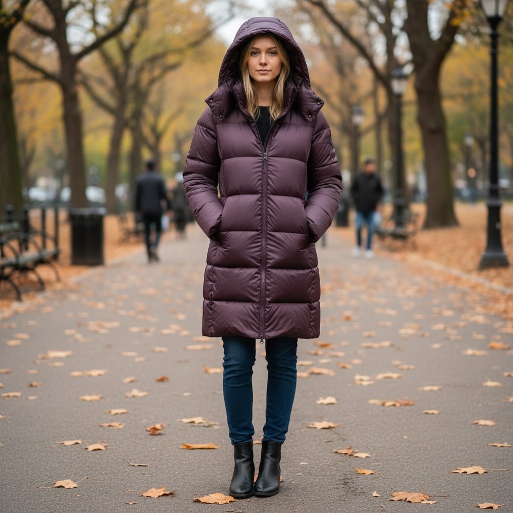 Eddie Bauer Luna Peak Down EB550 Parka Purple Iridescent Puffer Jacket Hooded